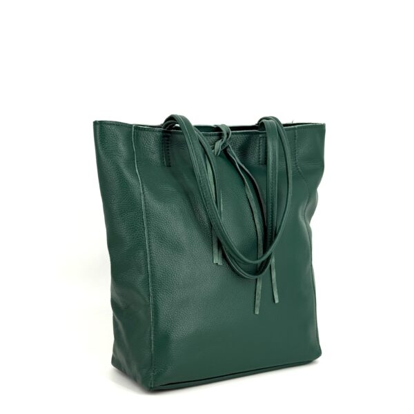 Kožená kabelka shopper Lucca na zips - tm.mentolová