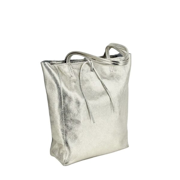 Kožená kabelka shopper Lucca na zips - tm.mentolová